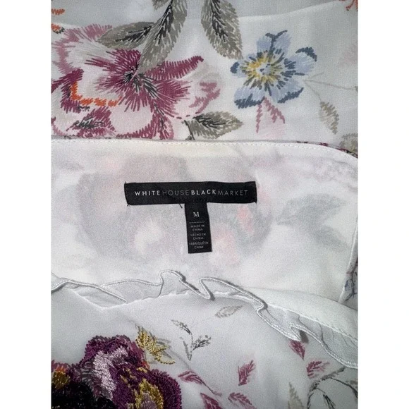 White House Black Market Outfit Jeans 6 Floral Embroidered Tank Top M Shirt - Picture 9 of 12